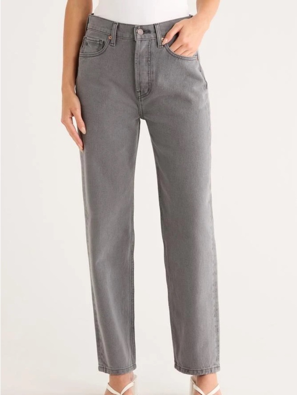 ÉTICA Women's Tyler High-Rise Straight-Leg Jeans in Moonstone Gry Sz. 29